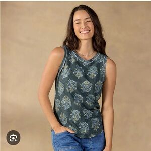 Sundance Mollie Printed Tank, Floral Tank Top, Pond (deep teal), New, XXL